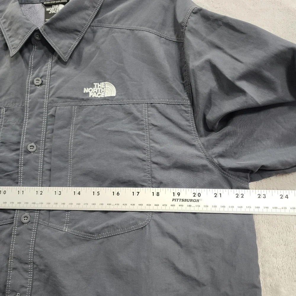 The North Face Shirt Mens L Gray Nylon Mesh Lined Button Up Long Sleeve Outdoor
